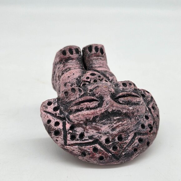 Vintage Blue Tribal Figure Clay Pottery Statue Primitive Art Style Figurine MCM - Picture 6 of 6